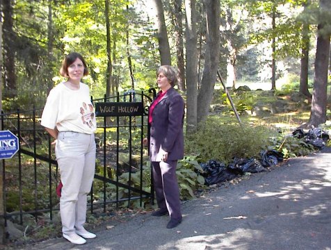 Tweety and the Tour Guide in front of the gate
